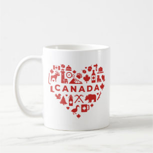 Taza De Café Corazón de Collage de Canadá