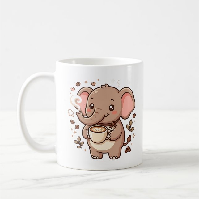 Taza de café corazón de elefante latte (Izquierda)