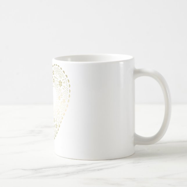 Taza De Café Corazón de encaje dorado (Derecha)