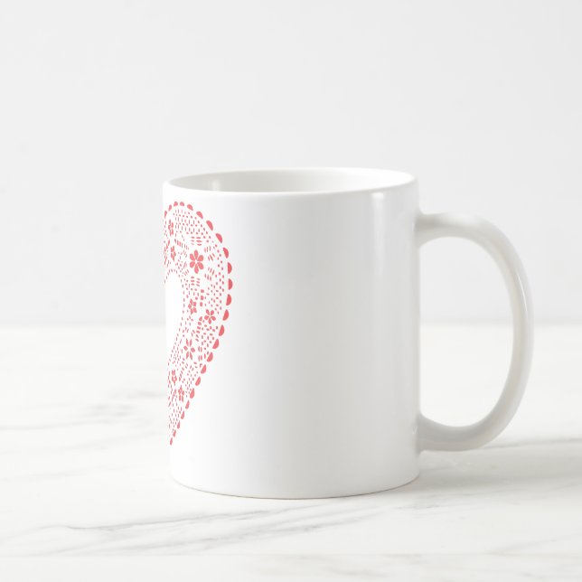 Taza De Café Corazón de encaje rojo (Derecha)