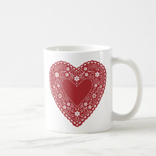 Taza De Café Corazón de encaje rojo