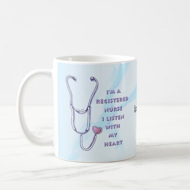 Taza De Café Corazón de enfermera registrado (Izquierda)