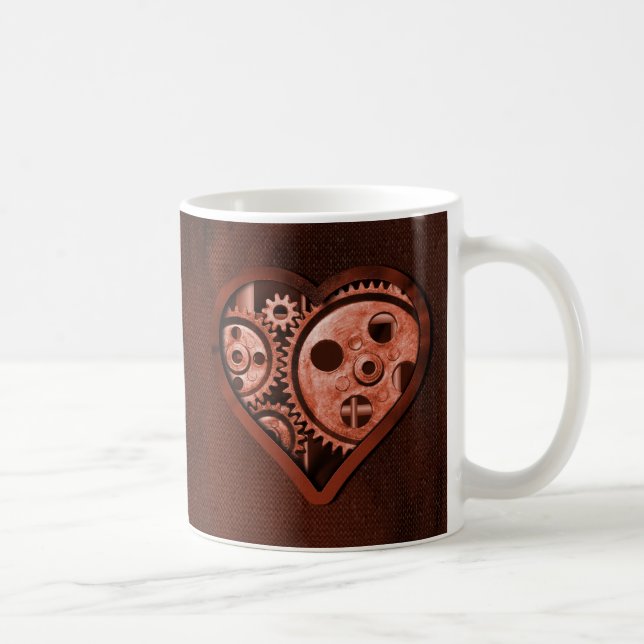 Taza De Café Corazón de Engranajes Steampunk (Derecha)