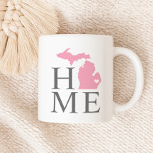 Corazón de estado de Michigan rosa y gris en casa