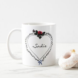 Taza De Café Corazón de estilo victoriano Dark Academia Nombre 