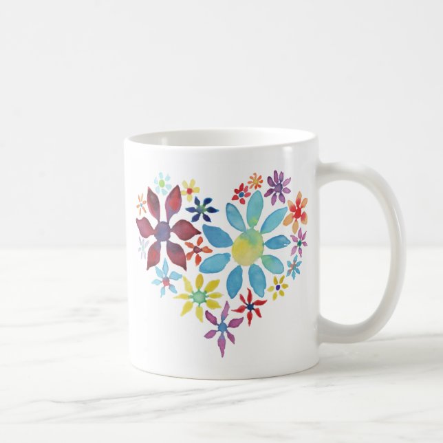 Taza De Café Corazón de flores (Derecha)