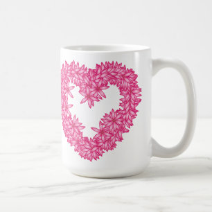 Taza De Café Corazón de flores - rosa pétalo