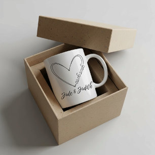 Taza De Café Corazón de garabato personalizado boda 