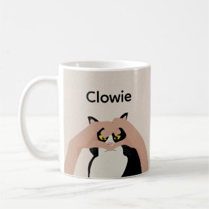 Taza De Café Corazón de gato blanco y crema suave Personalizado