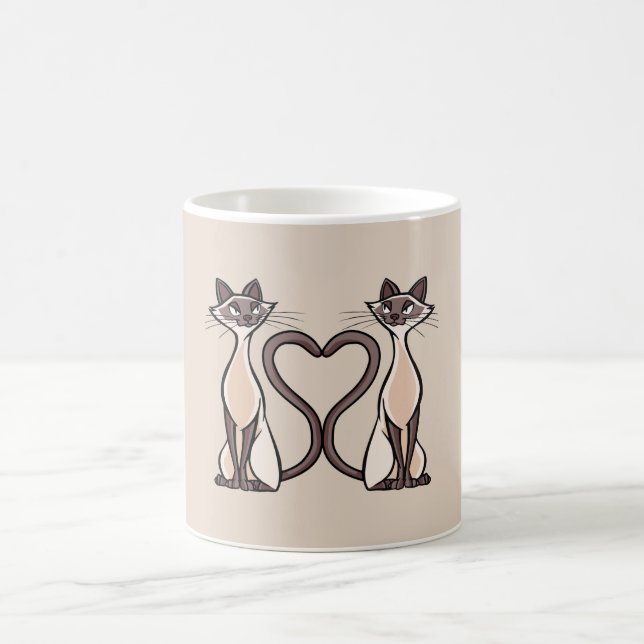 Taza De Café Corazón de gatos siameses (Centro)
