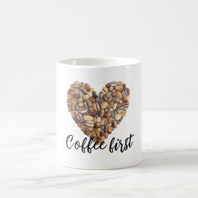 Taza De Café Corazón de Granos de Café (Centro)