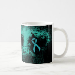 Taza De Café Corazón de Grunge de Cinta verde azulada