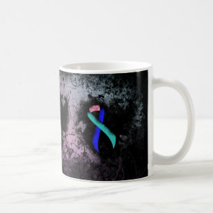 Taza De Café Corazón de grunge de cinta verde azulada/rosa/azul