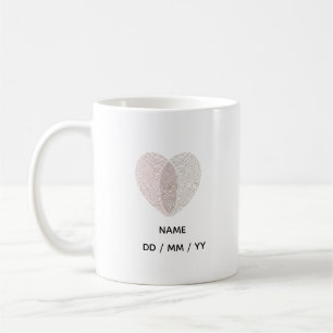 Taza De Café Corazón de huella dactilar personalizado para aniv