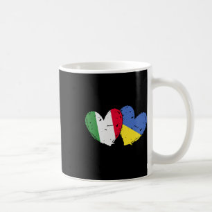 Taza De Café Corazón de Italia y Ucrania Banderas Doble Bandera