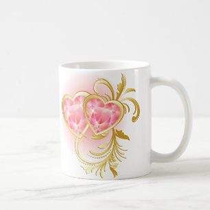 Taza De Café Corazón de joyas rosadas