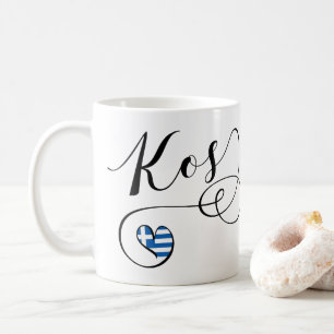 Taza De Café Corazón De Kos En Bandera, Grecia, Amo A Kos, Cos