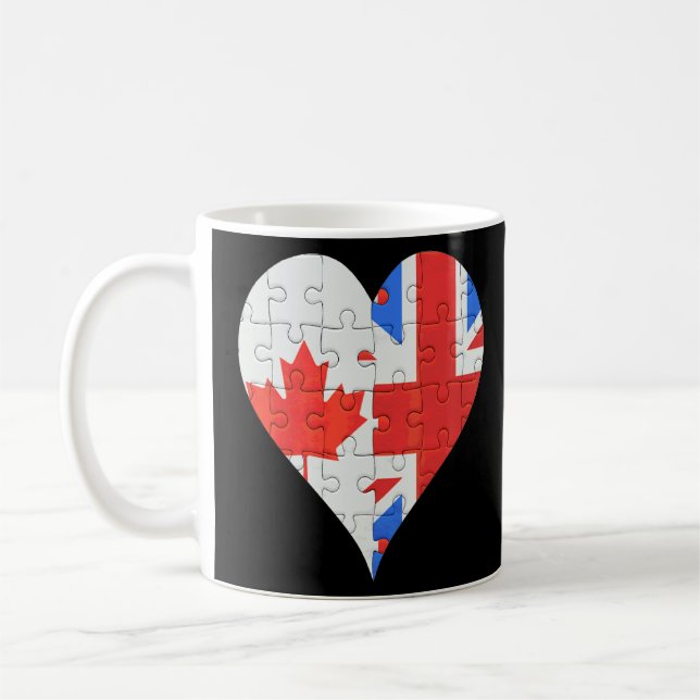 Taza De Café Corazón de la bandera británica canadiense (Izquierda)