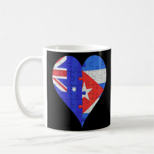 Taza De Café Corazón de la bandera cubana australiana