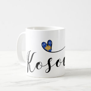 Taza De Café Corazón de la bandera de Kosovo, amo Kosovo, Kosov