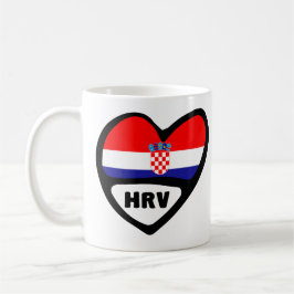 Taza De Café Corazón de la bandera del país de Croacia Hrvatska