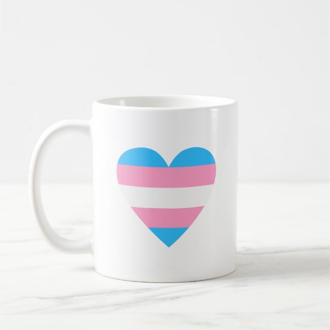 Taza De Café Corazón de la bandera transgénero (Izquierda)