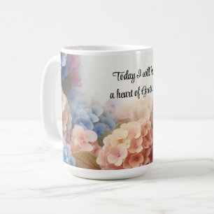 Taza De Café Corazón de la Gratitud Hydrangeas Café Mug