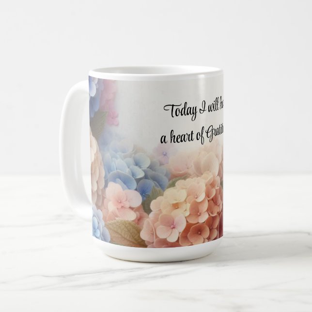 Taza De Café Corazón de la Gratitud Hydrangeas Café Mug (Anverso izquierdo)