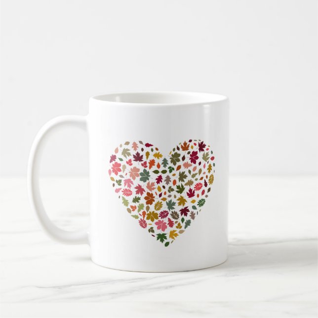 Taza De Café Corazón de las hojas de otoño (Izquierda)