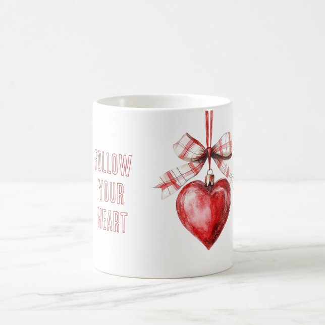 Taza De Café Corazón de Lazo Blanco Rojo (Centro)