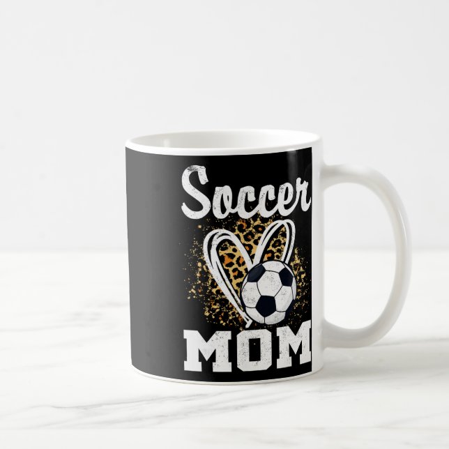 Taza De Café Corazón de leopardo de mamá de fútbol  (Derecha)
