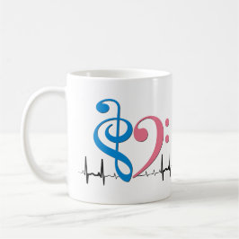 Taza De Café Corazón de limpieza de vasos EKG Olas Cyan & Bubbl