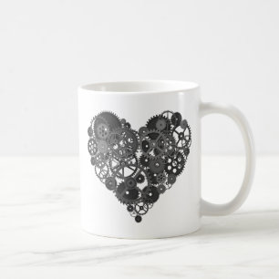 Taza De Café Corazón de los engranajes grises