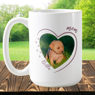 Taza De Café Corazón de Mamá de Mascota Foto Huellas de Pata