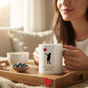 Taza De Café Corazón de mamá dulce Globo Niño Silueta 