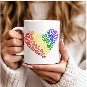 Taza De Café Corazón de mariposa de orgullo- Colores de bandera