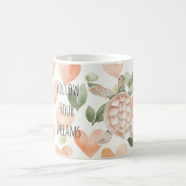 Taza De Café Corazón de Melocotón Sueños Tortuga Marina