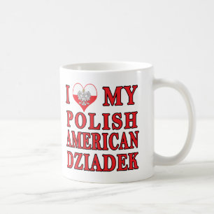 Taza De Café Corazón de mi polaco norteamericano Dziadek