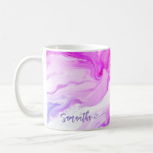 Taza De Café Corazón de nombre fluido personalizado de mármol r