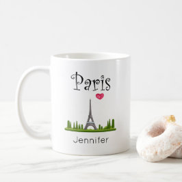 Taza De Café Corazón de París con Personalizado de la Torre Eif