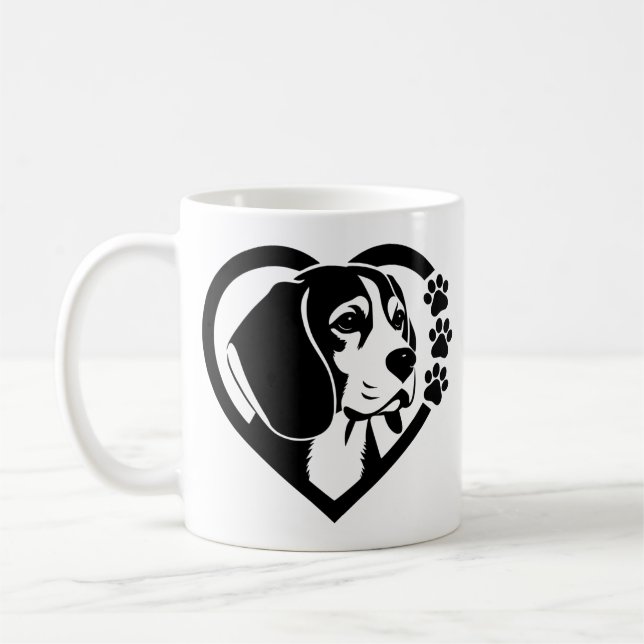 Taza De Café Corazón de Pata de Beagle (Izquierda)