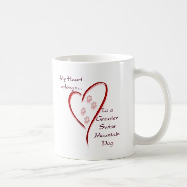 Taza De Café Corazón de Perro de Montaña Suiza Grande Pertenece (Derecha)