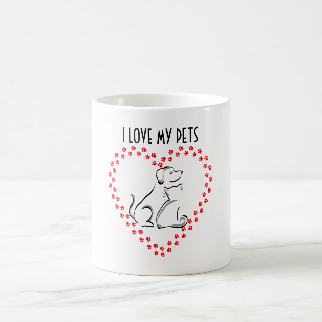 Taza De Café Corazón de perro y gato (Centro)