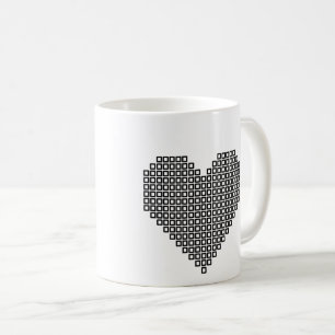 Taza De Café Corazón de píxel negro