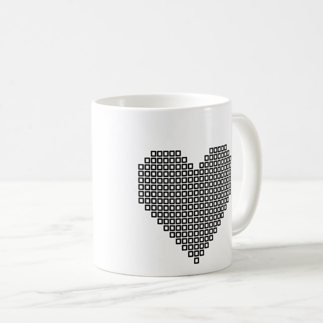 Taza De Café Corazón de píxel negro (Anverso derecho)
