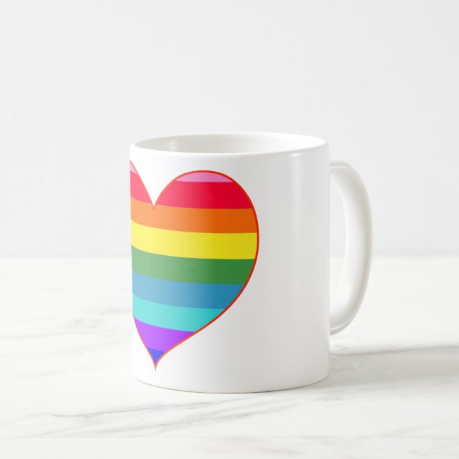 Taza De Café Corazón de rayas arcoiris (Anverso derecho)