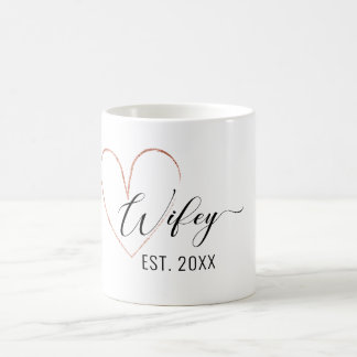 Taza De Café Corazón de Relieve metalizado de oro de Wifey mini