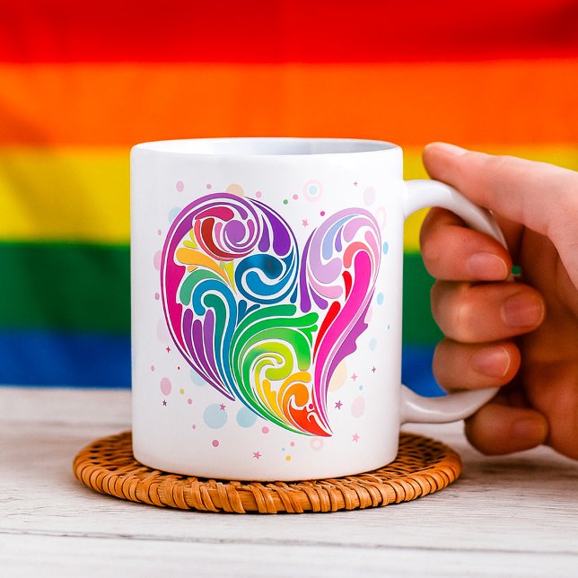 Taza De Café Corazón de remolino arco iris (Subido por el creador)