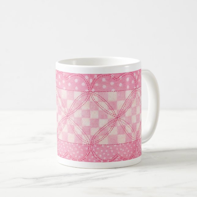 Taza De Café CORAZÓN DE ROPA QUILLADO Mug Blanco (Anverso derecho)
