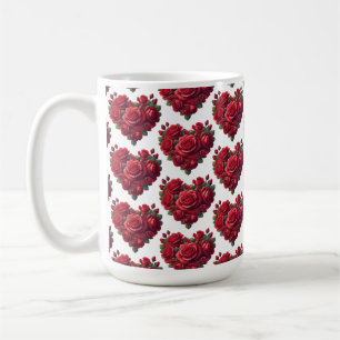 Taza De Café Corazón de Rosas - Arte romántico floral